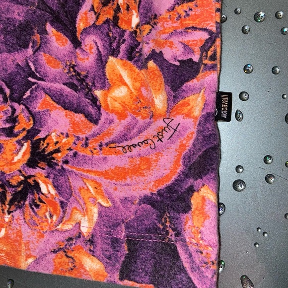 JUST CAVALLI STRETCHY COTTON BLEND SIGNATURE FABRIC  V-NECK BLOUSE SIZE XS - Picture 5 of 7